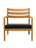 Jed Oak Wood And Grey Fabric Armchair