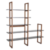 Loki Walnut And Black Extra-Wide 5 Shelf Bookcase