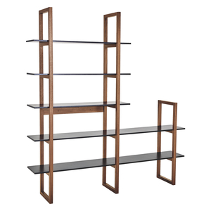 Loki Walnut And Black Extra-Wide 5 Shelf Bookcase