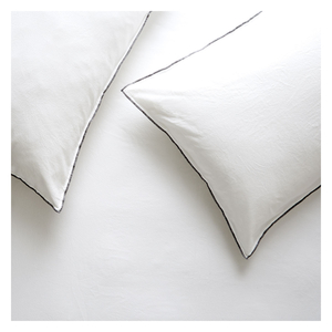 Lorna White Stonewashed Kingsize Duvet Cover Set With Grey Stitching
