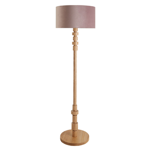 Maldon Oak Wooden Floor Lamp With Lilac Shade