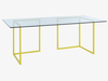 Medium glass and yellow metal trestle desk