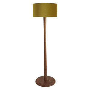 Pole Walnut Wooden Floor Lamp With Olive Velvet Shade