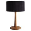 Pole Walnut Wooden Table Lamp With Black Silk Shade