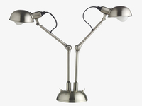 Silver metal twin head desk lamp