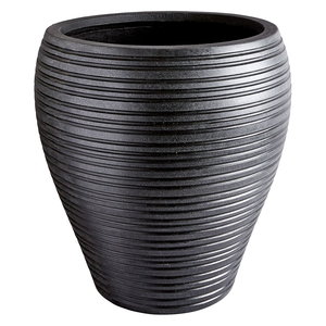 Stuart Matt Black Grooved Planter 41 X 49Cm