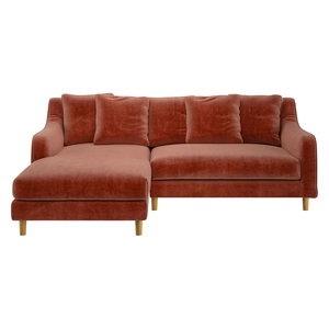 Swift Orange Velvet Left Hand Chaise