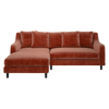Swift Orange Velvet Left Hand Chaise Sofa