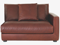 Tan leather 2 seater right-arm sofa