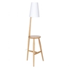 Wallace Oak Floor Lamp And Table With White Shade
