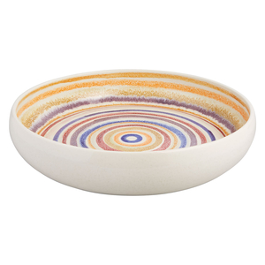 Wave Blue Multi Coloured Striped Ceramic Bowl