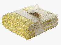 Yellow patterned reversible double bedspread