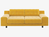 Yellow velvet 2 seater sofa