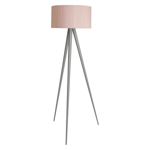 Yves Grey Metal Floor Lamp With Pink Shade