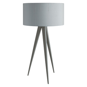 Yves Grey Metal Table Lamp With Grey Silk Shade