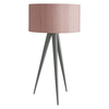 Yves Grey Metal Table Lamp With Pink Silk Shade