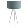 Yves White Metal Table Lamp With Green Silk Shade