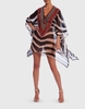 Forever Unique Zebra Print Contrast Embellished Kaftan - M