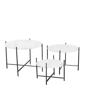 Attica Set Of 3 Marble Coffee Tables,  Black