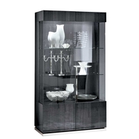 Borgia 2 Door Koto Wood Display Cabinet,  Grey Highgloss