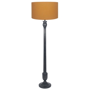 Candlestick Wood Floor Lamp,  Antique Black