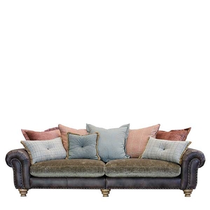 Dorchester Grand Split Pillow Back Sofa,  Leather And Fabric Mix