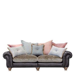 Dorchester Large Split Pillow Back Sofa,  Leather And Fabric Mix
