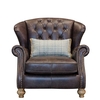 Dorchester Wing Chair,  Leather And Fabric Mix