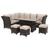 Dorset Garden Corner Dining Set with Rising Table,  Brown Weave and Beige Fabric