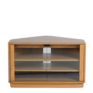 Ercol Windsor TV Corner Cabinet,  Wood Glass