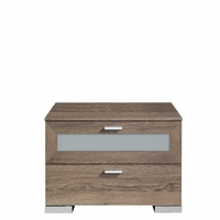 Halver 2 Drawer Bedside Dark Oak Frosted Glass