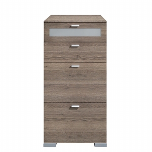 Halver Tall 4 Drawer Chest Dark Oak Frosted Glass