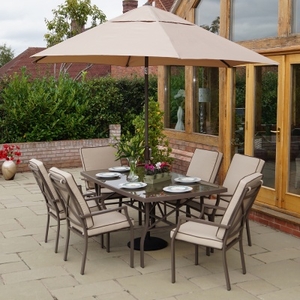 Hampton - Table,  6x Chairs Parasol