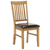 Hannover Dining Chair with PU Seat,  Oiled Oak Dark Brown