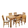 Hannover Large Dining Table with 6 Fabric Chairs,  Oiled Oak and Beige