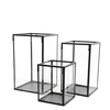 Industrial Iron Glass Hurricane Lantern Set,  Black
