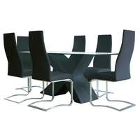 Kai - Table 6 Lucca Chairs (Black)