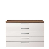 Kalamos 5 Drawer High Gloss Chest,  Walnut and Cream