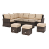 Kersey,  Garden Corner Dining Set With Rising Table,  Brown Weave and Beige Fabric