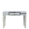 Krystal 1 Drawer Dressing Table,  White Glass and Mirror
