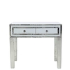 Krystal 2 Drawer Dressing Table,  White Glass and Mirror