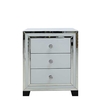 Krystal 3 Drawer Bedside Cabinet,  White Glass and Mirror