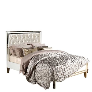 Krystal King Size Bedframe,  White Glass and Mirror