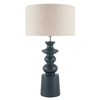 Mango Wood Table Lamp,  Black and Taupe