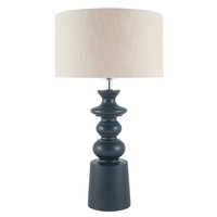 Mango Wood Table Lamp,  Black and Taupe