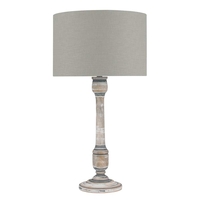 Mango Wood Table Lamp,  Grey and Whitewash
