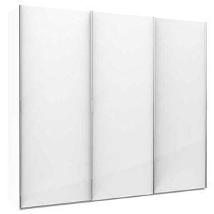 Micah 3 Door Sliding Wardrobe With Crystal,  White High Gloss