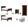 Navajos King Size Bedframe,  3 Drawer Wide Bedside,  Small Wardrobe and Fonda Mattress