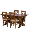 New Frontier Mango Wood X Leg Extending Dining Table and 4 Chairs