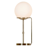 Opal Ball Table Lamp,  Antique Brass and White